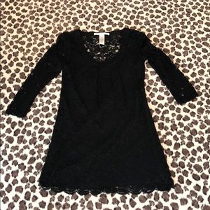 DVF  black lace long sleeve dress